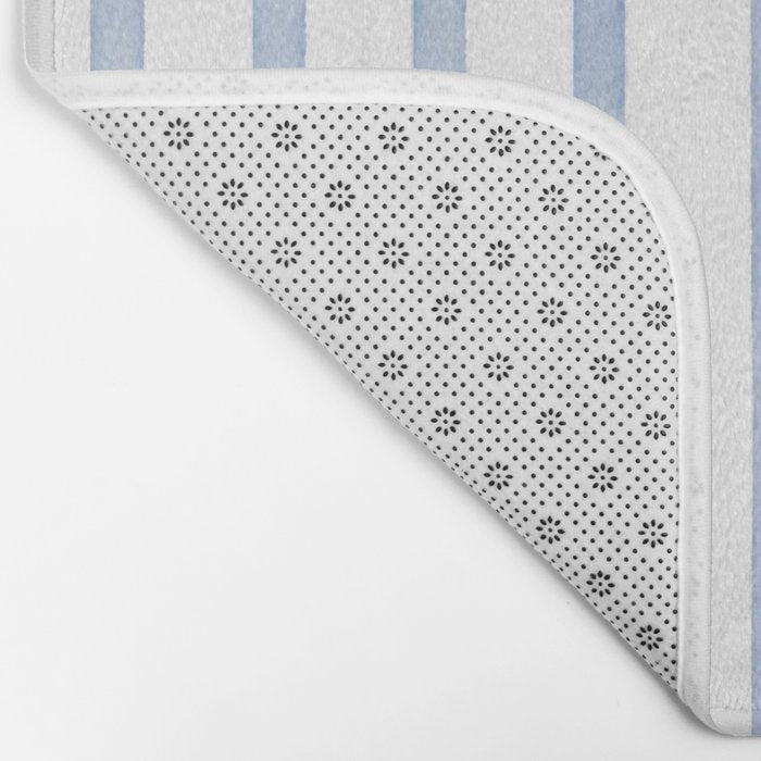 Classic Blue Watercolor Summer Stripes Bath Mat Gallery Image 2
