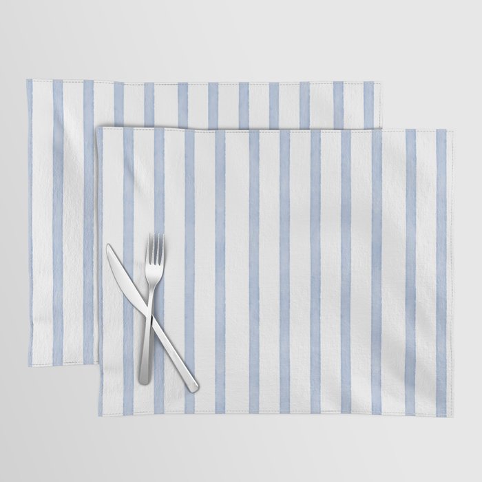 Classic Blue Watercolor Summer Stripes Placemat Gallery Image 1