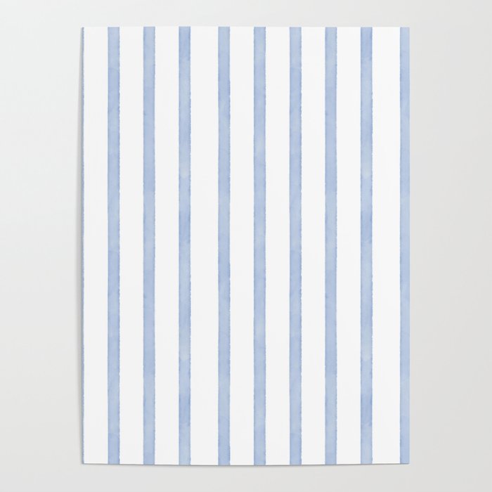 Classic Blue Watercolor Summer Stripes Poster Gallery Image 4