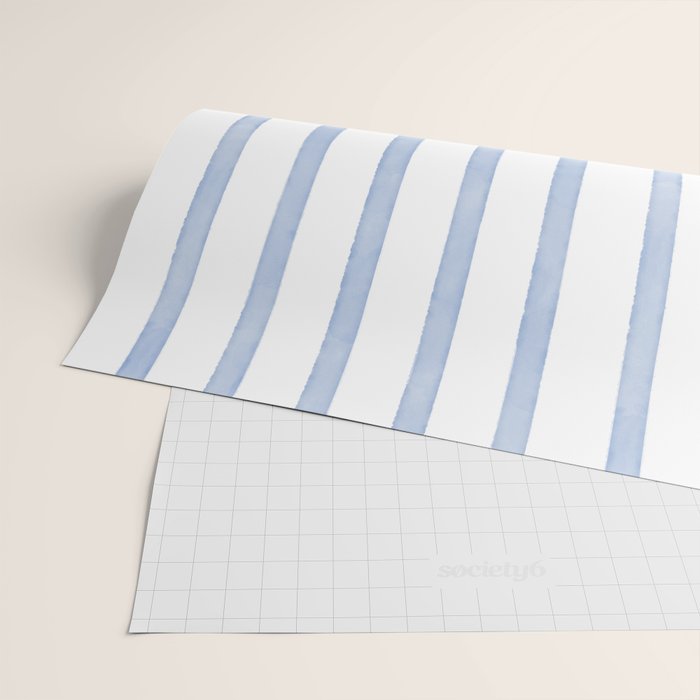 Classic Blue Watercolor Summer Stripes Wrapping Paper Gallery Image 2