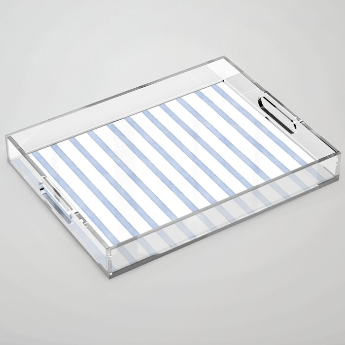 Classic Blue Watercolor Summer Stripes Acrylic Tray Gallery Image 1