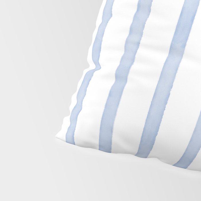 Classic Blue Watercolor Summer Stripes Pillow Sham Gallery Image 4