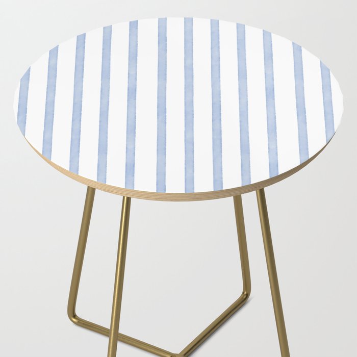 Classic Blue Watercolor Summer Stripes Side Table Gallery Image 2