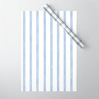 Classic Blue Watercolor Summer Stripes Wrapping Paper Gallery Image 1