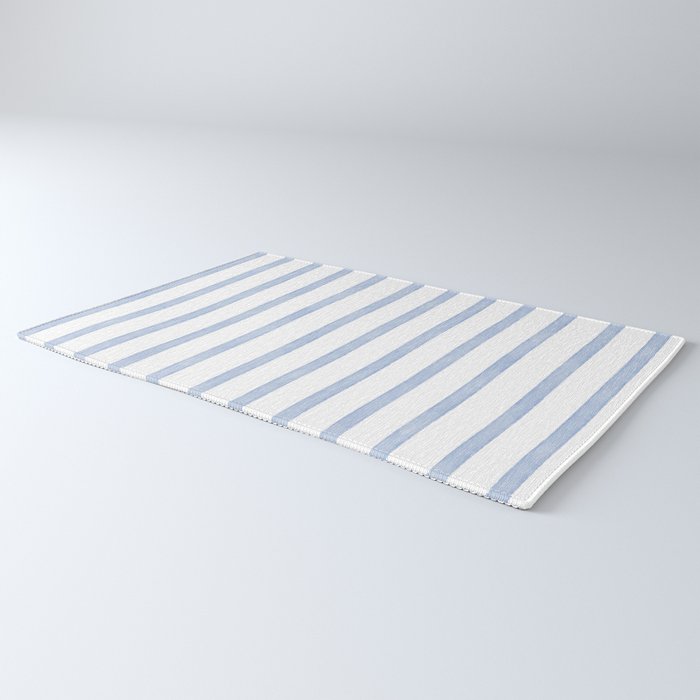 Classic Blue Watercolor Summer Stripes Rug Gallery Image 3