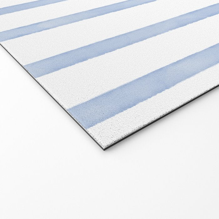 Classic Blue Watercolor Summer Stripes Welcome Mat Gallery Image 2