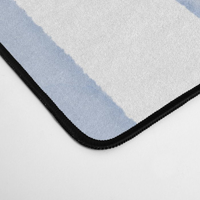 Classic Blue Watercolor Summer Stripes Desk Mat Gallery Image 4