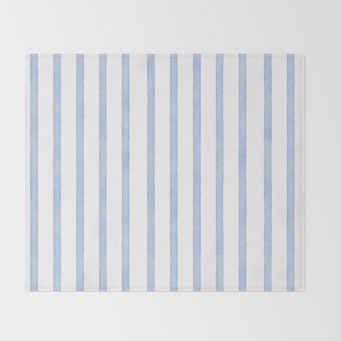 Classic Blue Watercolor Summer Stripes Throw Blanket Gallery Image 2
