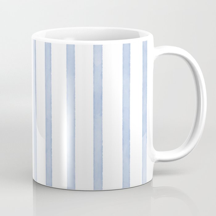 Classic Blue Watercolor Summer Stripes Coffee Mug Gallery Image 1