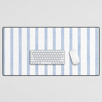 Classic Blue Watercolor Summer Stripes Desk Mat Gallery Image 1