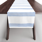 Classic Blue Watercolor Summer Stripes Table Runner Gallery Image 1