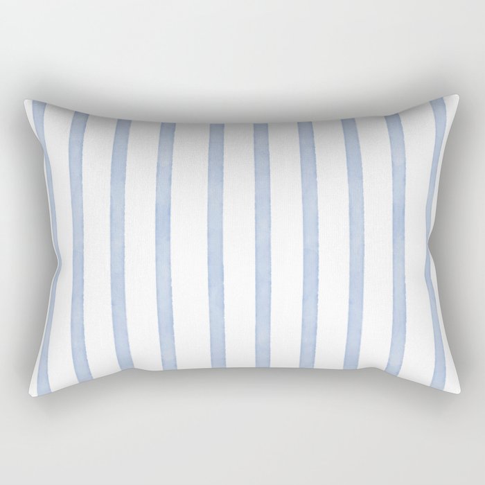 Classic Blue Watercolor Summer Stripes Rectangular Pillow Gallery Image 2
