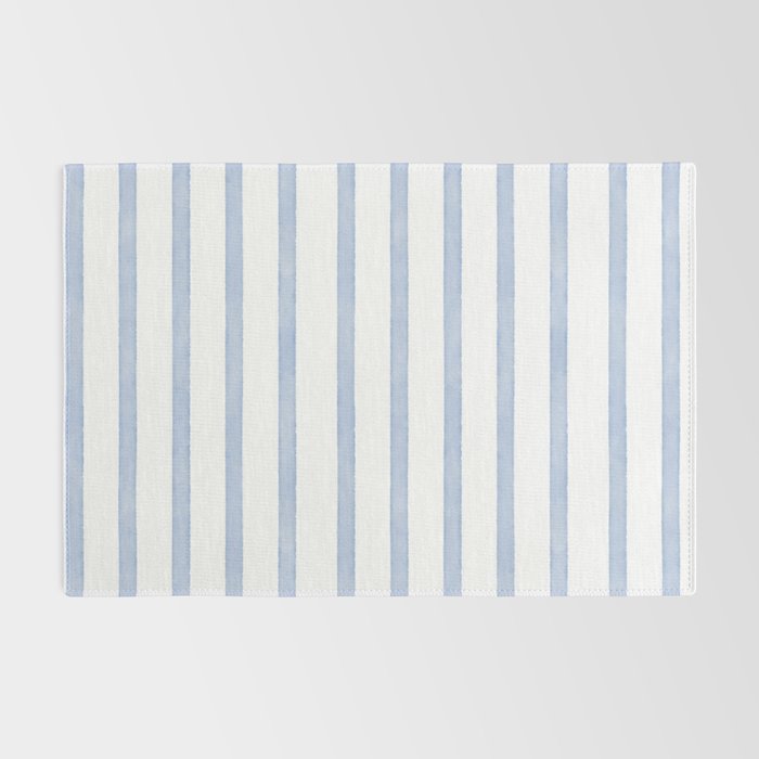 Classic Blue Watercolor Summer Stripes Rug Gallery Image 2