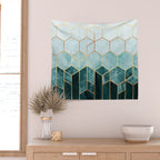 Teal Hexagons Wall Tapestry Gallery Image 2