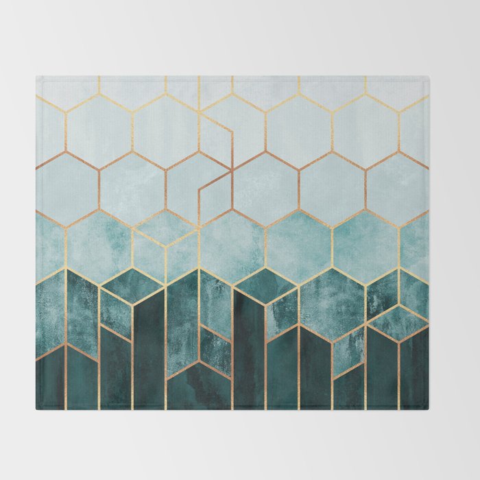 Teal Hexagons Throw Blanket Gallery Image 2