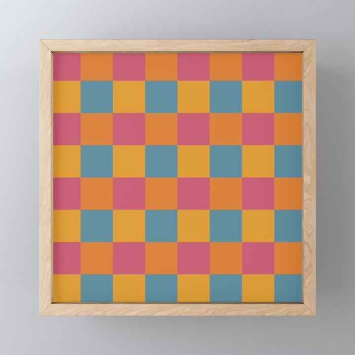 Checkered Multicolor Pattern XXIII Vibrant Retro Mini Art Print Gallery Image 1