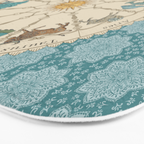 Vintage Astrology Zodiac Wheel on Teal Bath Mat Gallery Image 3