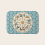 Vintage Astrology Zodiac Wheel on Teal Bath Mat Gallery Image 1