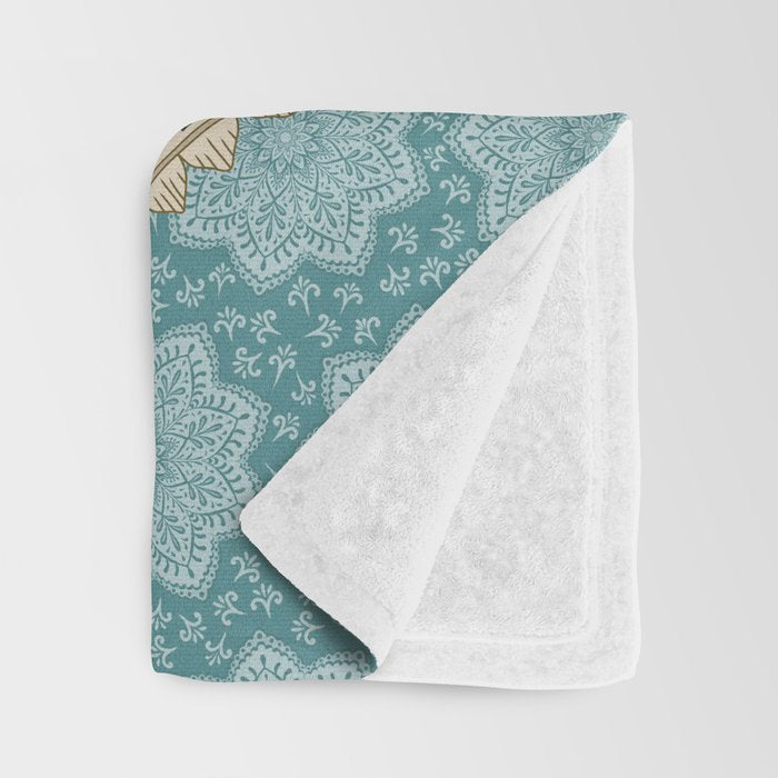 Vintage Astrology Zodiac Wheel on Teal Throw Blanket Gallery Image 3
