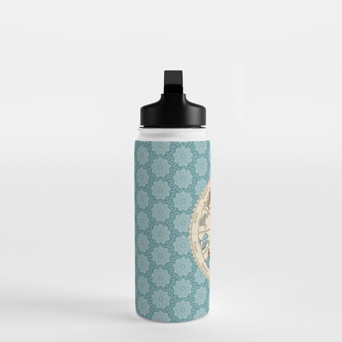 Vintage Astrology Zodiac Wheel on Teal Water Bottle Gallery Image 3