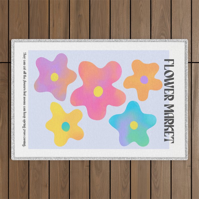 Flower market neon Outdoor Rug Gallery Image 1
