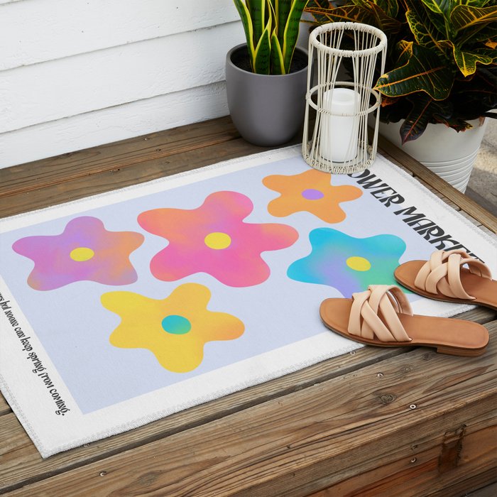 Flower market neon Outdoor Rug Gallery Image 2