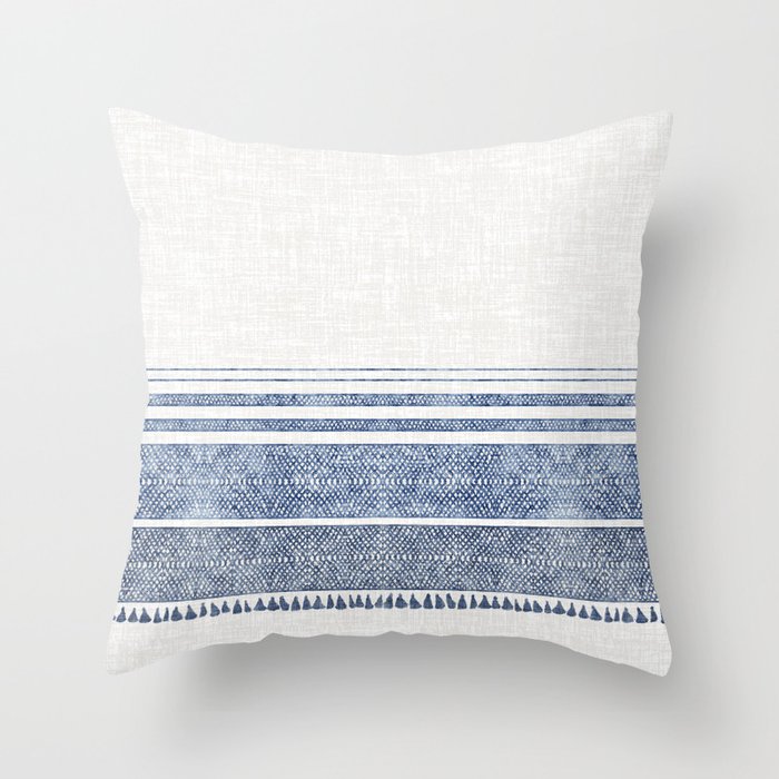 FRENCH LINEN CHAMBRAY TASSEL Throw Pillow Gallery Image 6