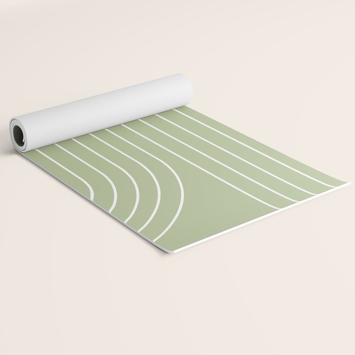 Minimal Line Curvature XXII Pastel Green Mid Century Modern Arch Abstract Yoga Mat Gallery Image 2