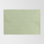 Minimal Line Curvature XXII Pastel Green Mid Century Modern Arch Abstract Rug Gallery Image 2