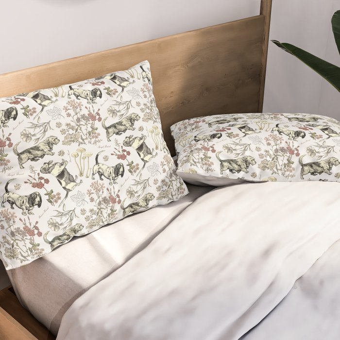 BASSET HOUNDS and MAGICAL MUSCHROOMS  Pillow Sham Gallery Image 2