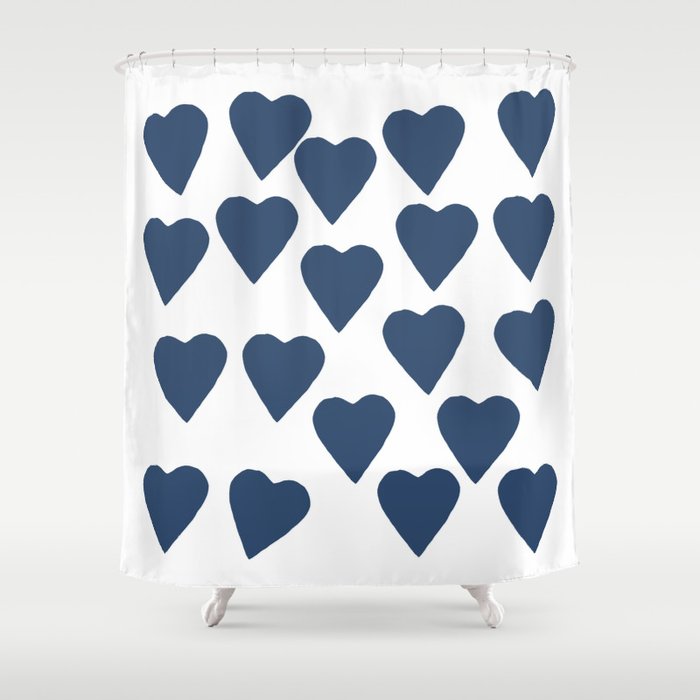 Hearts Navy Shower Curtain Gallery Image 1