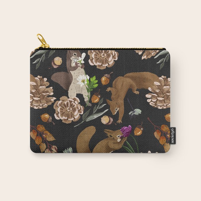 Squirrel flowering dark meadow Carry All Pouch Gallery Image 1