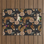 Squirrel flowering dark meadow Outdoor Rug Gallery Image 1