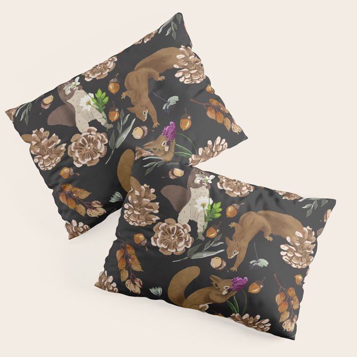 Squirrel flowering dark meadow Pillow Sham Gallery Image 3