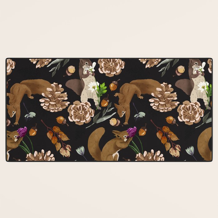 Squirrel flowering dark meadow Desk Mat Gallery Image 3