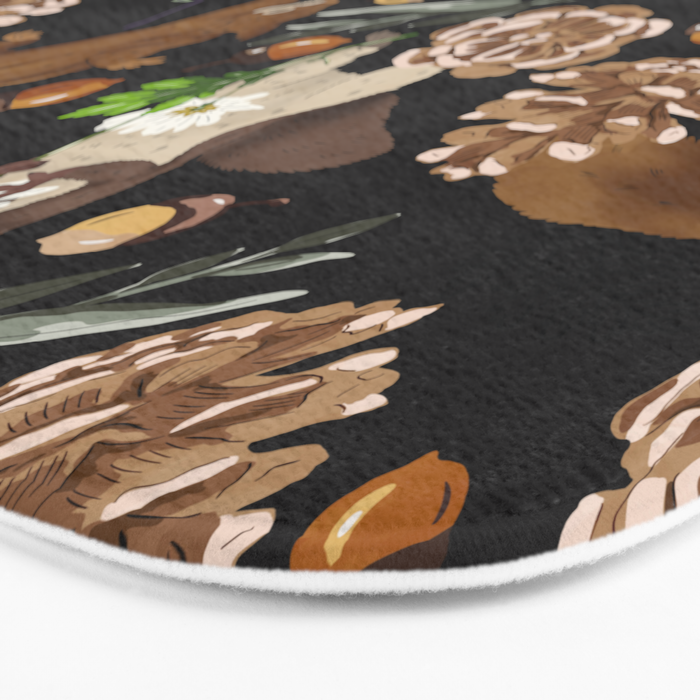 Squirrel flowering dark meadow Bath Mat Gallery Image 3