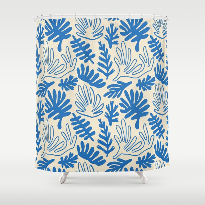 Abstract blue nature leaf art pattern Shower Curtain Gallery Image 1