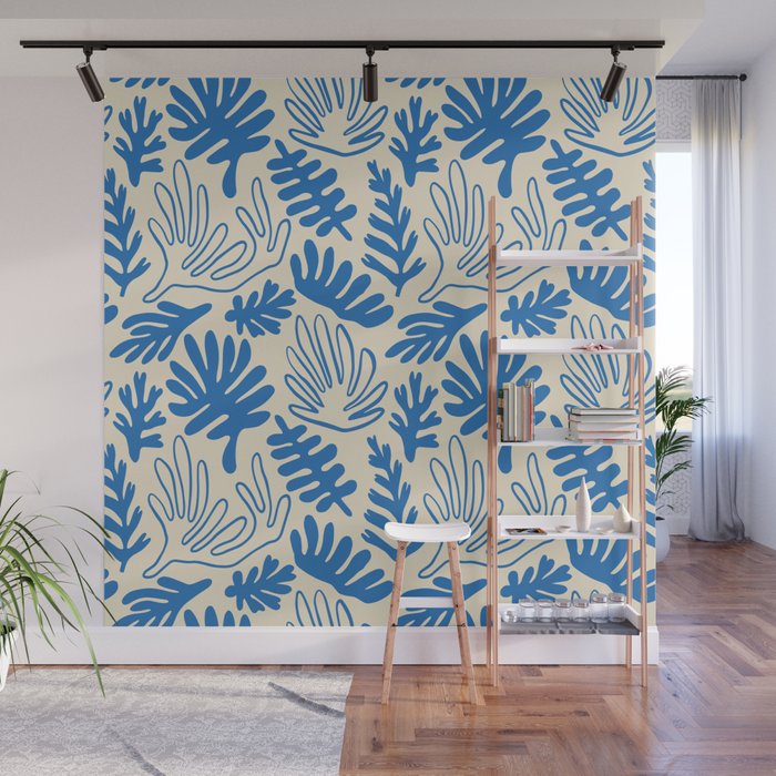 Abstract blue nature leaf art pattern Wall Mural Gallery Image 1