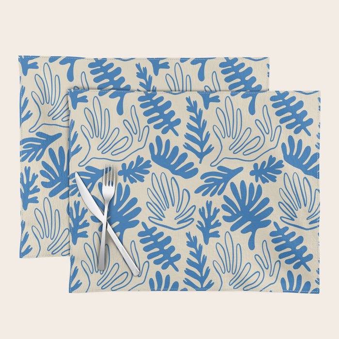 Abstract blue nature leaf art pattern Placemat Gallery Image 1