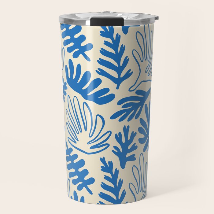 Abstract blue nature leaf art pattern Travel Mug Gallery Image 1