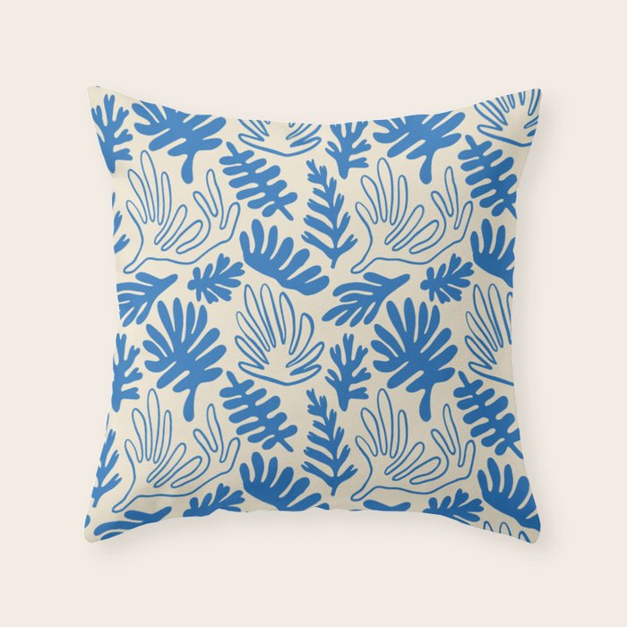 Abstract blue nature leaf art pattern Throw Pillow Gallery Image 6