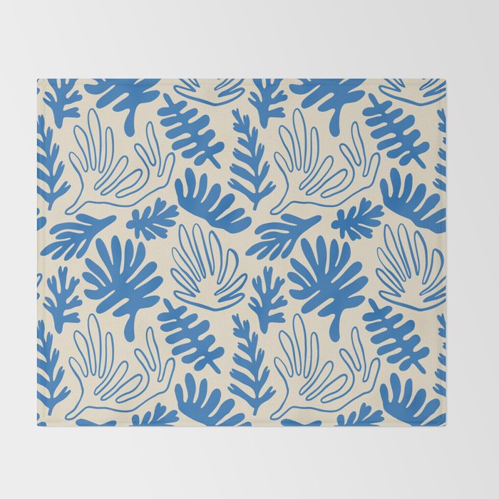 Abstract blue nature leaf art pattern Throw Blanket Gallery Image 2