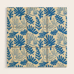 Abstract blue nature leaf art pattern Wood Wall Art Gallery Image 1