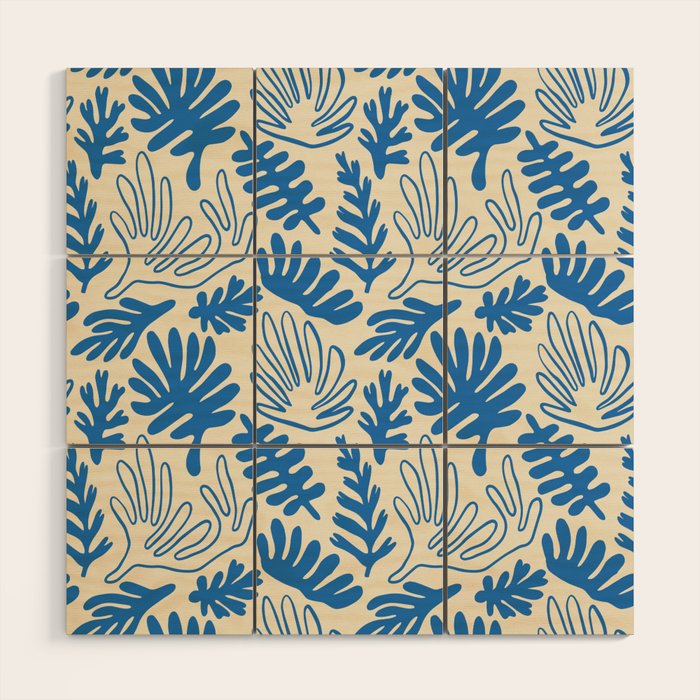 Abstract blue nature leaf art pattern Wood Wall Art Gallery Image 1