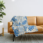 Abstract blue nature leaf art pattern Throw Blanket Gallery Image 1