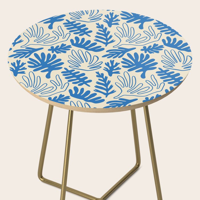 Abstract blue nature leaf art pattern Side Table Gallery Image 2