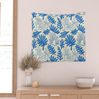 Abstract blue nature leaf art pattern Wall Tapestry Gallery Image 2