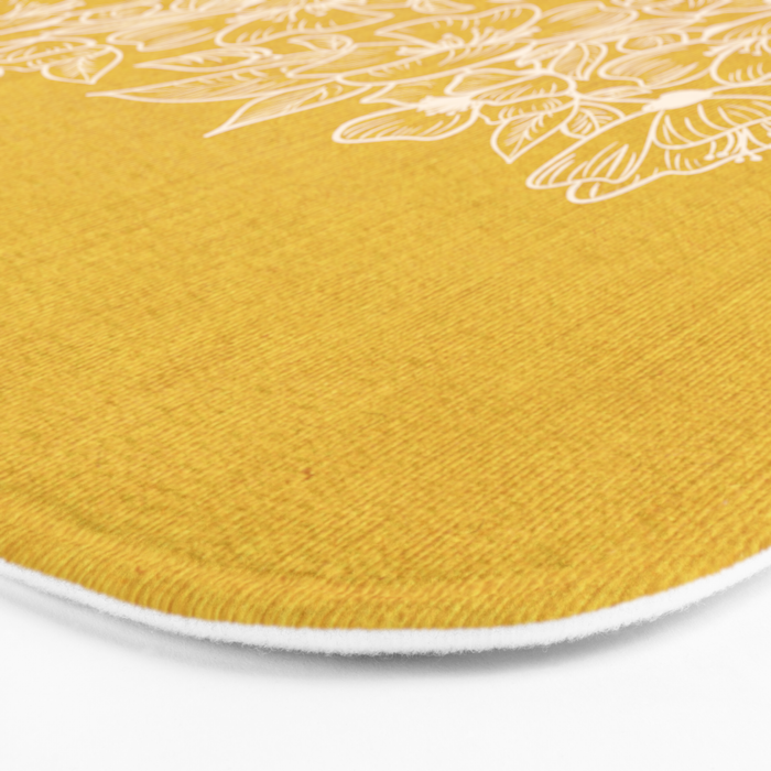 Scandinavian Brushed Gold Floral Ornament | Tropical Line Art Bath Mat Gallery Image 3