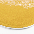 Scandinavian Brushed Gold Floral Ornament | Tropical Line Art Bath Mat Gallery Image 3