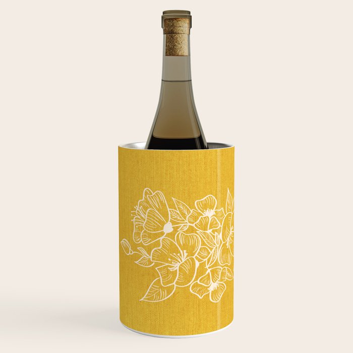 Scandinavian Brushed Gold Floral Ornament | Tropical Line Art Wine Chiller Gallery Image 2